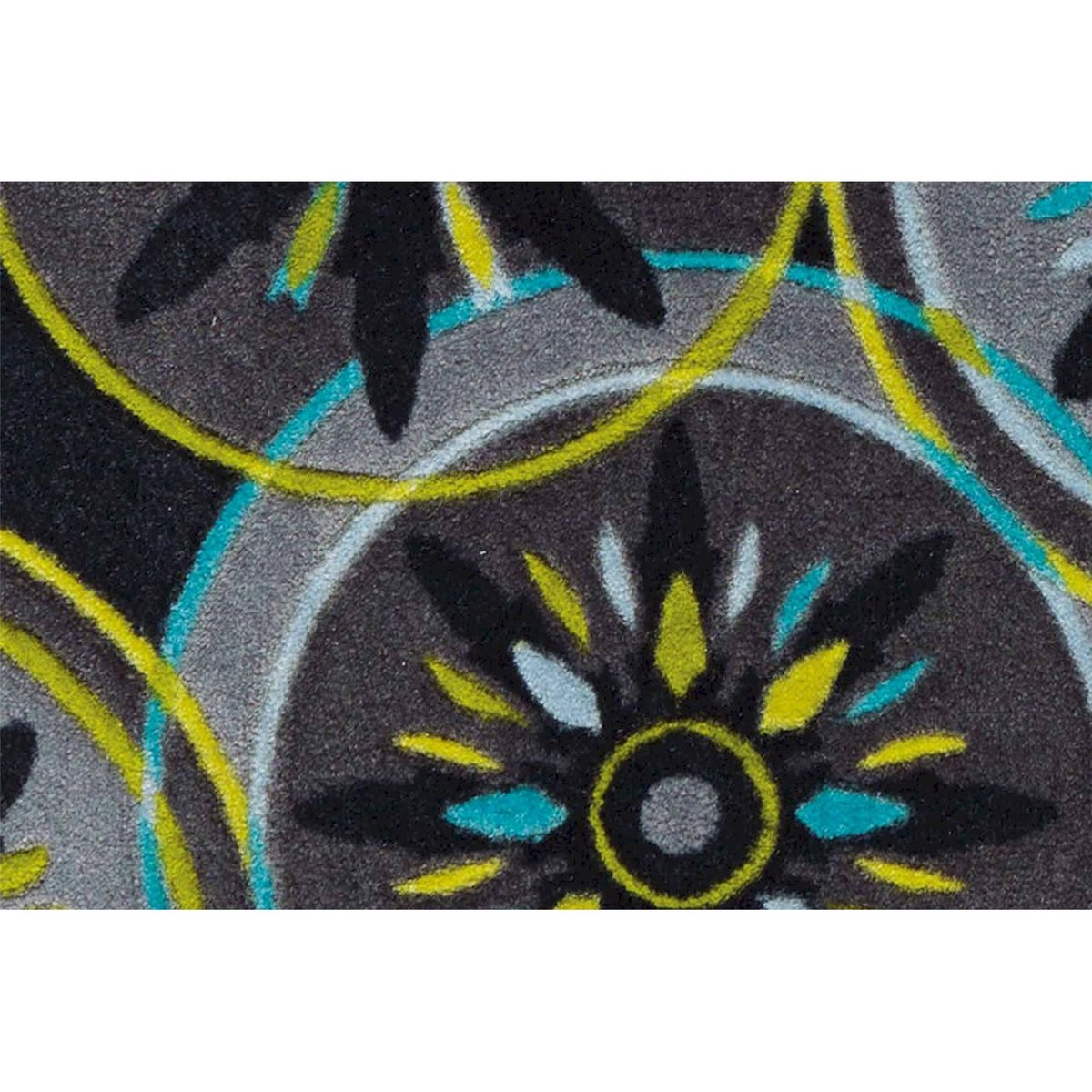 Tapis de porte rectangulaire gris anthracite à motifs bleu jaune, ARTE ESPINA