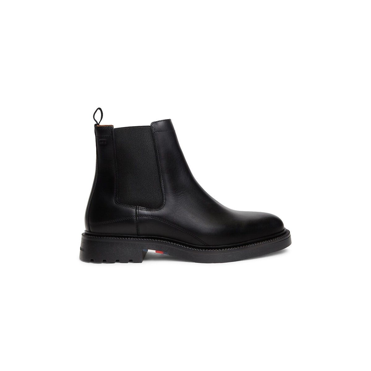 Bottines chelsea en cuir noir, TOMMY HILFIGER
