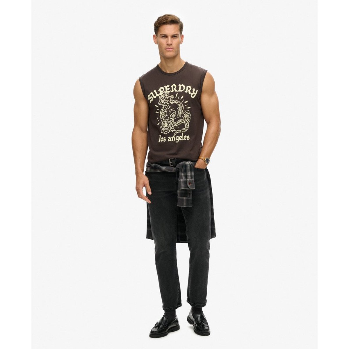 Débardeur Tattoo Graphic Coupe Décontractée noir bison, SUPERDRY