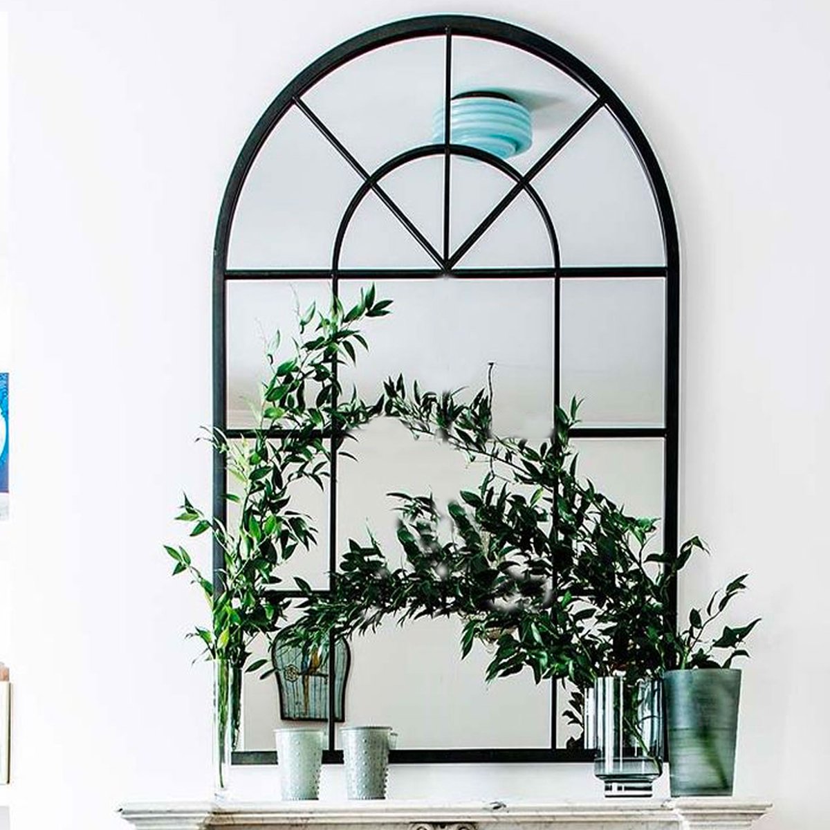Miroir fenêtre mural métal noir 91x61x2cm noir, WADIGA