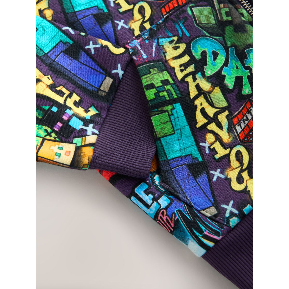 Sweat à capuche minecraft zippé violet, NEXT