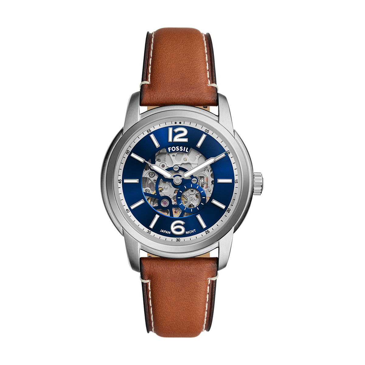 Montre Analogique HERITAGE argenté bleu marron, FOSSIL