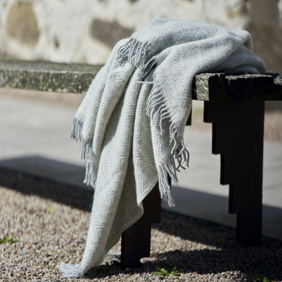 Plaid chaud laine agneau bio ALM gris clair, KLIPPAN