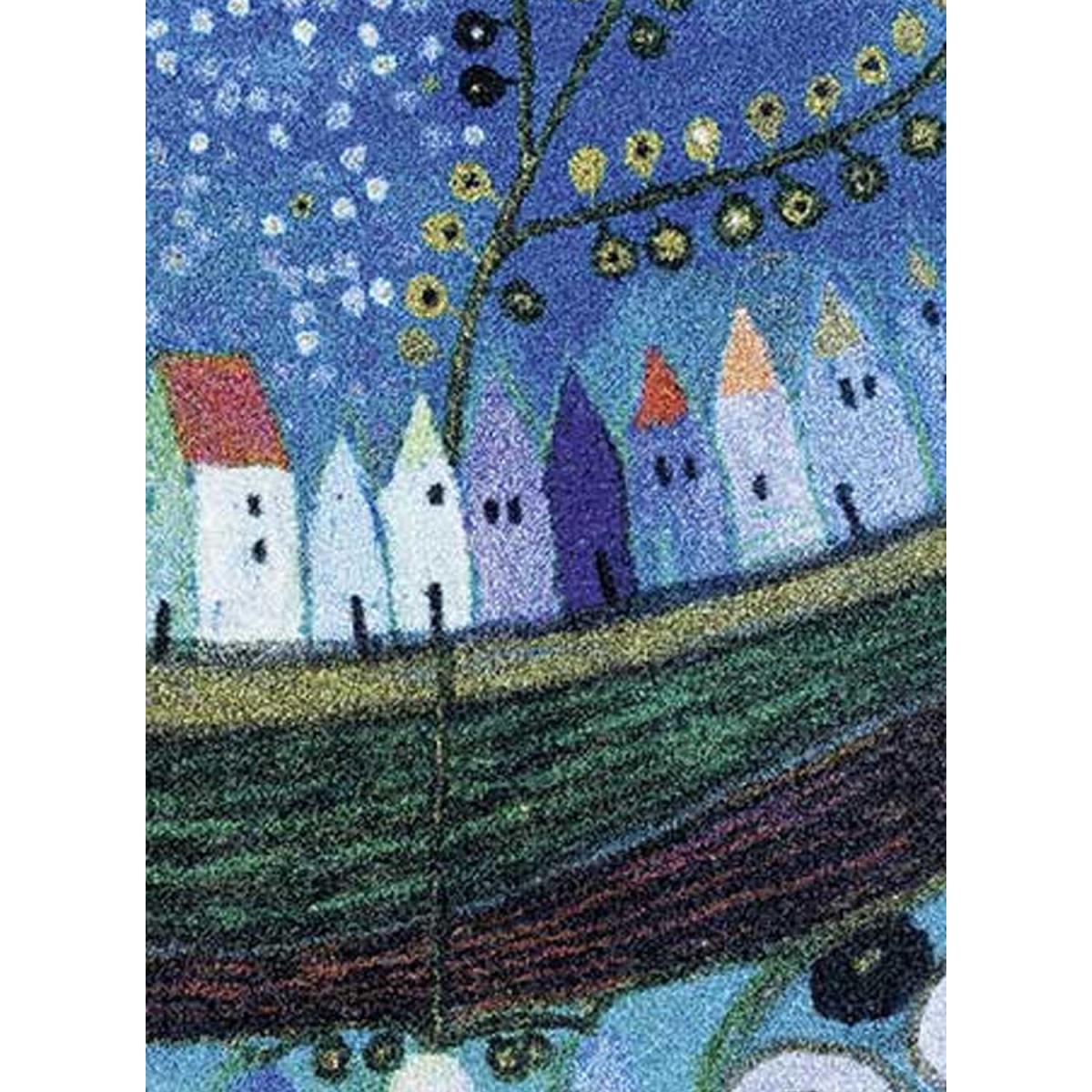 Paillasson tissé motif fresque STADIN bleu, UN AMOUR DE TAPIS