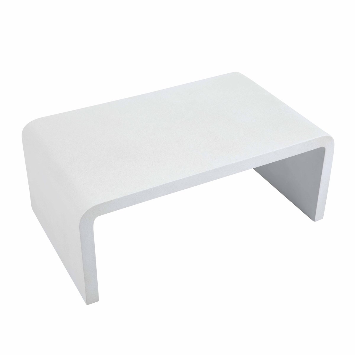 Table basse effet béton lisse rectangulaire 100x60x40 cm, RHODES blanc, OVIALA