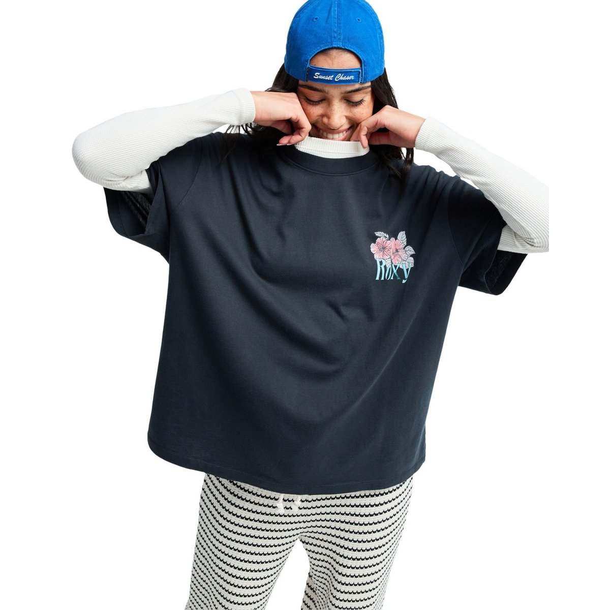 T-Shirt, manches courtes, col rond, . noir anthracite, ROXY