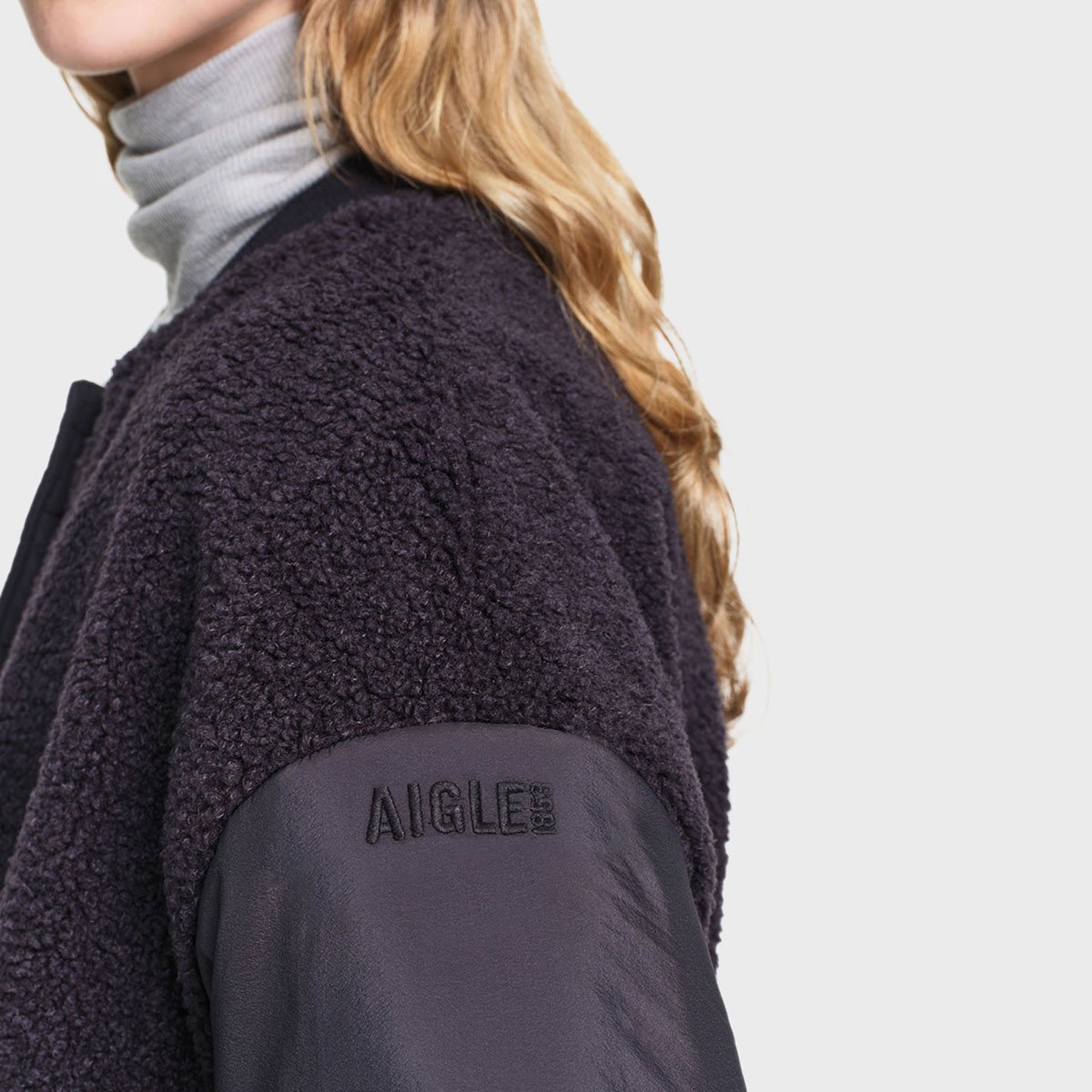 Manteau long réversible sherpa oversize noir, AIGLE