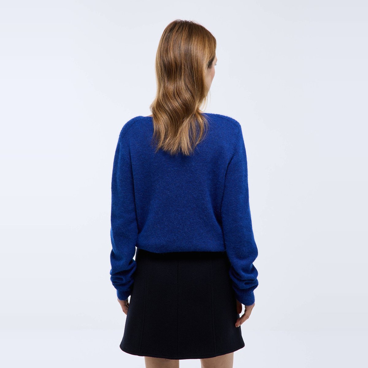 Pull col bateau uni contenant de l'alpaga cobalt, MONOPRIX