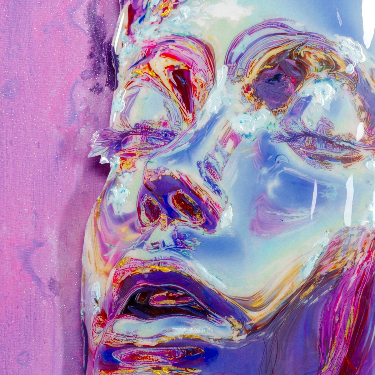 Tableau visage en relief violet, KARE DESIGN
