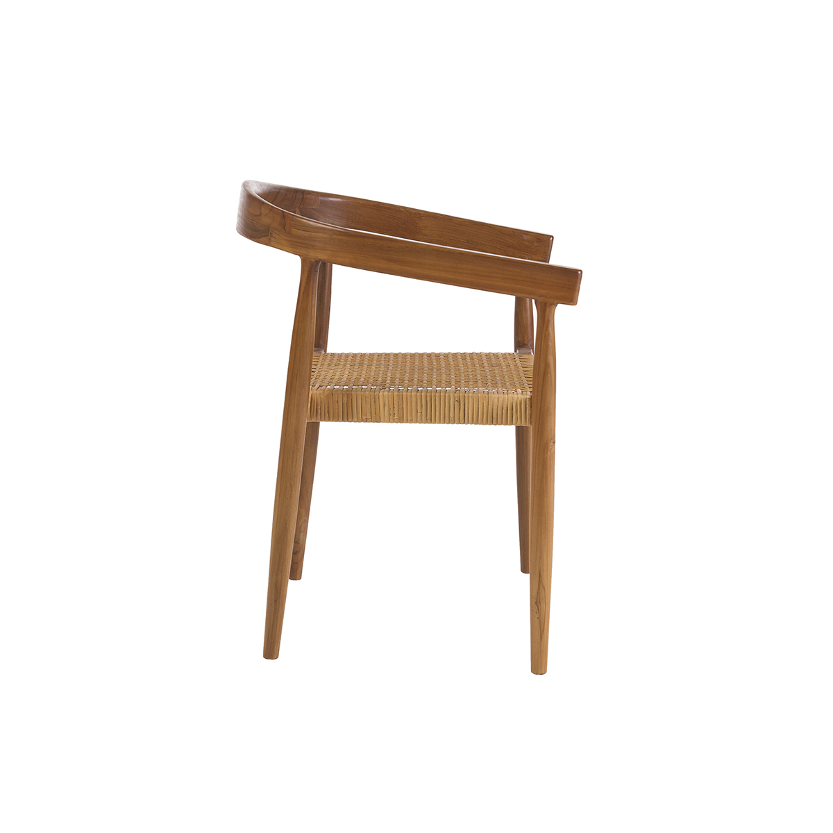 Chaise ethnique en bois teck massif et cannage rotin NEGARA marron, MILIBOO