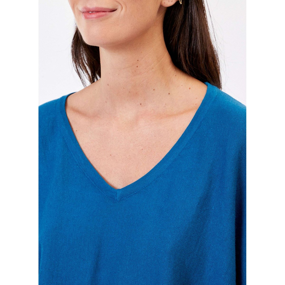 Pull oversize maille uni LANA bleu canard, LA FIANCÉE