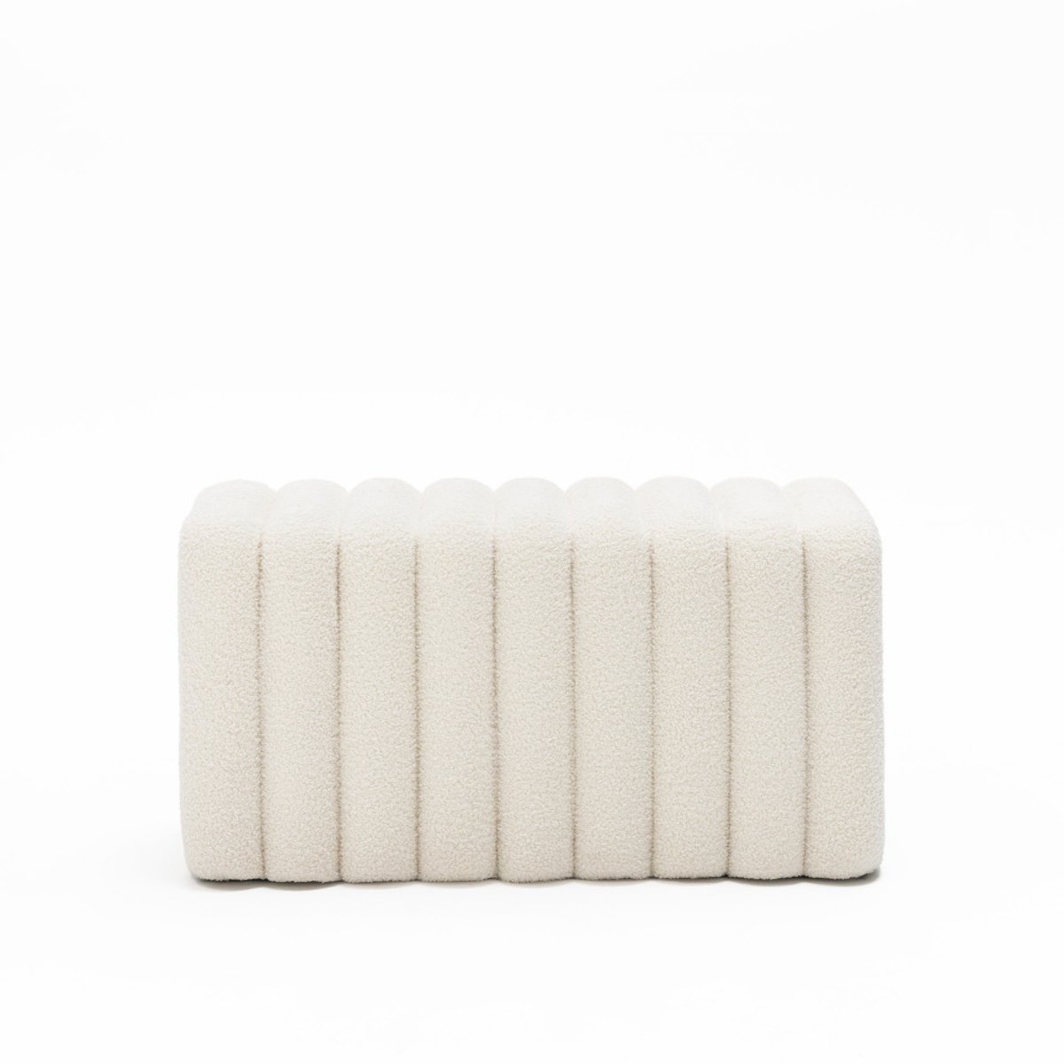 Banc rembourré en tissu bouclette L79cm- LETO blanc, DRAWER