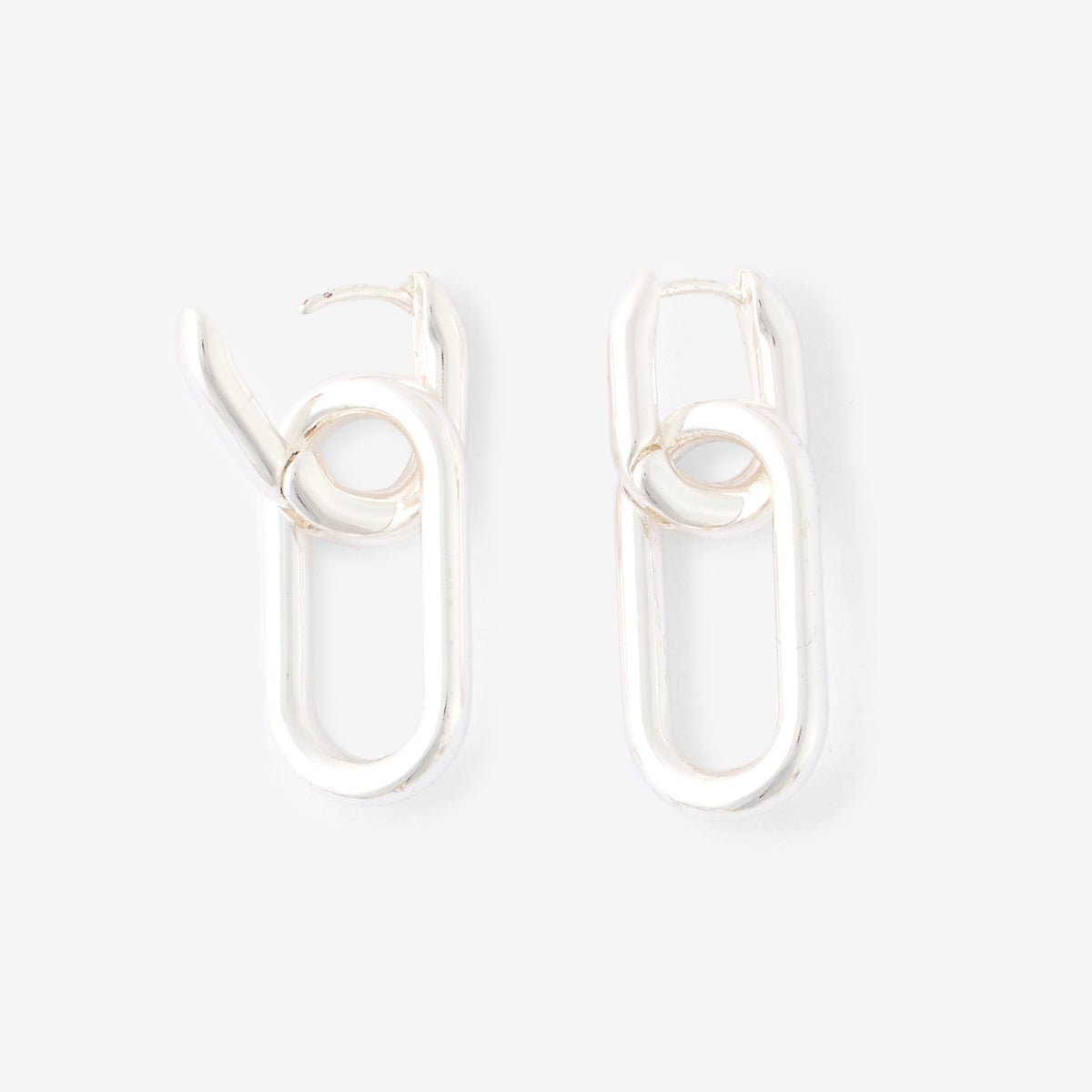 Boucles d'oreilles anneaux rectangulaires argentés argenté, BALABOOSTE