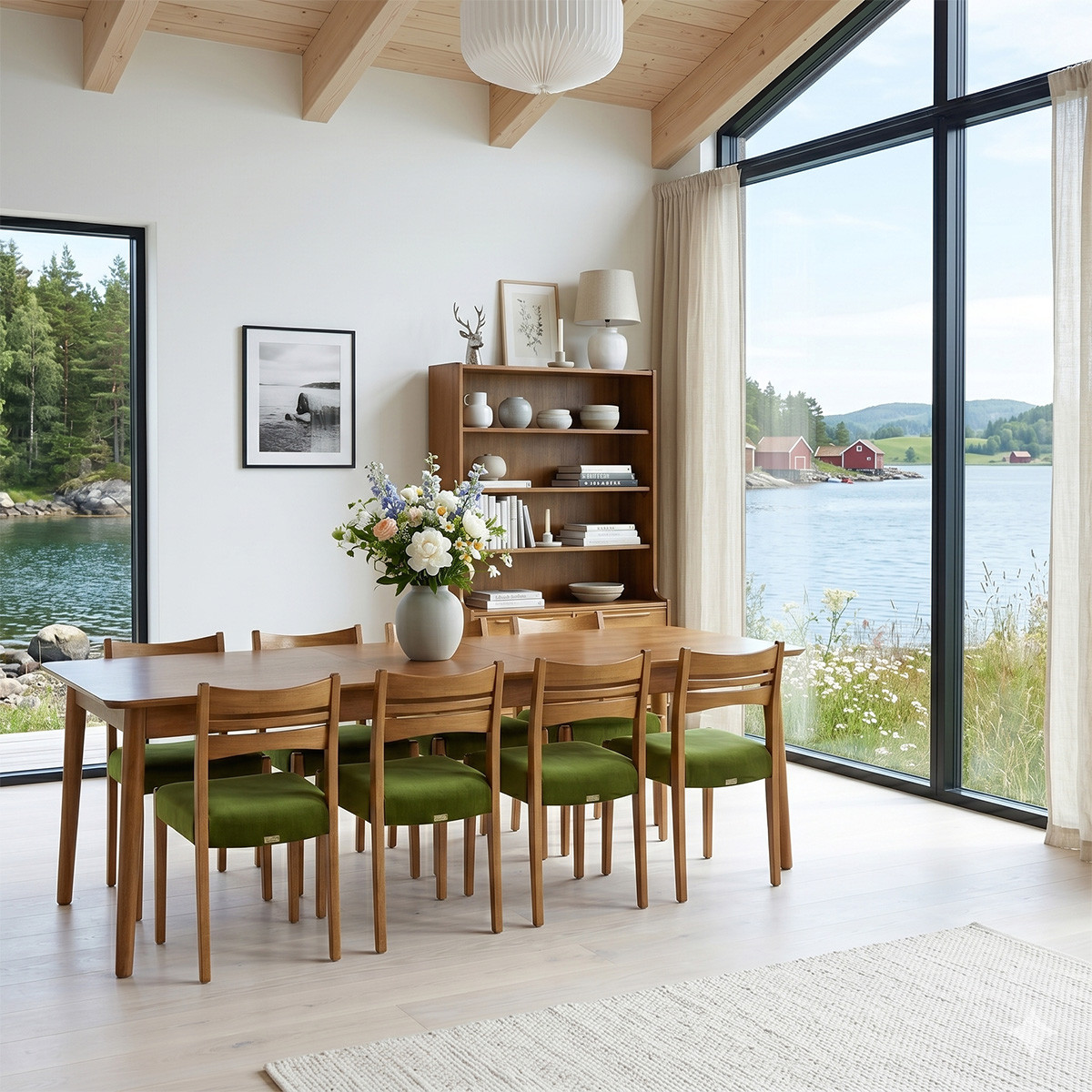 Table à manger rectangulaire style scandinave, 8/10 convives BEN marron, ROBIN DES BOIS