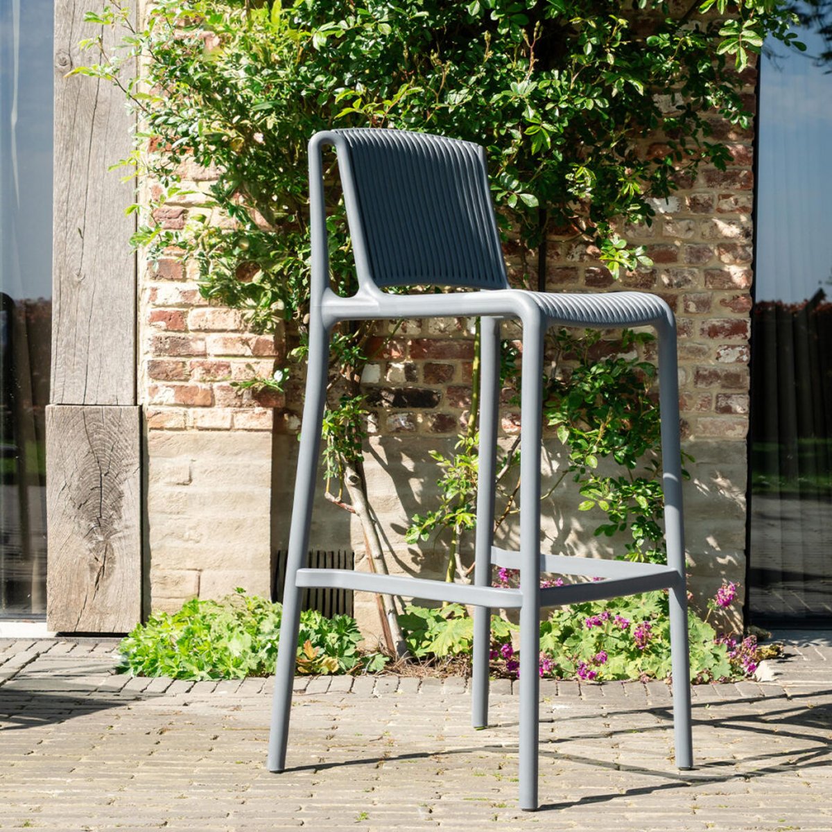 Chaise haute de jardin en résine Gris ANDREA gris anthracite, WILSA GARDEN