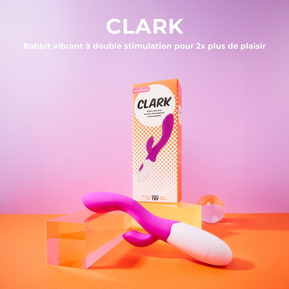 Vibromasseur Rabbit silicone Clark violet, FABULOUS TOYS