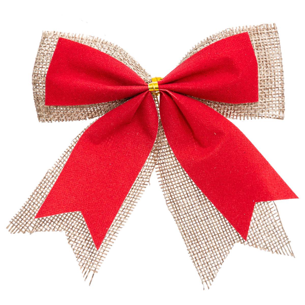 Lot de 3 nœuds déco 10 x 12 cm jute rouge, ATMOSPHERA