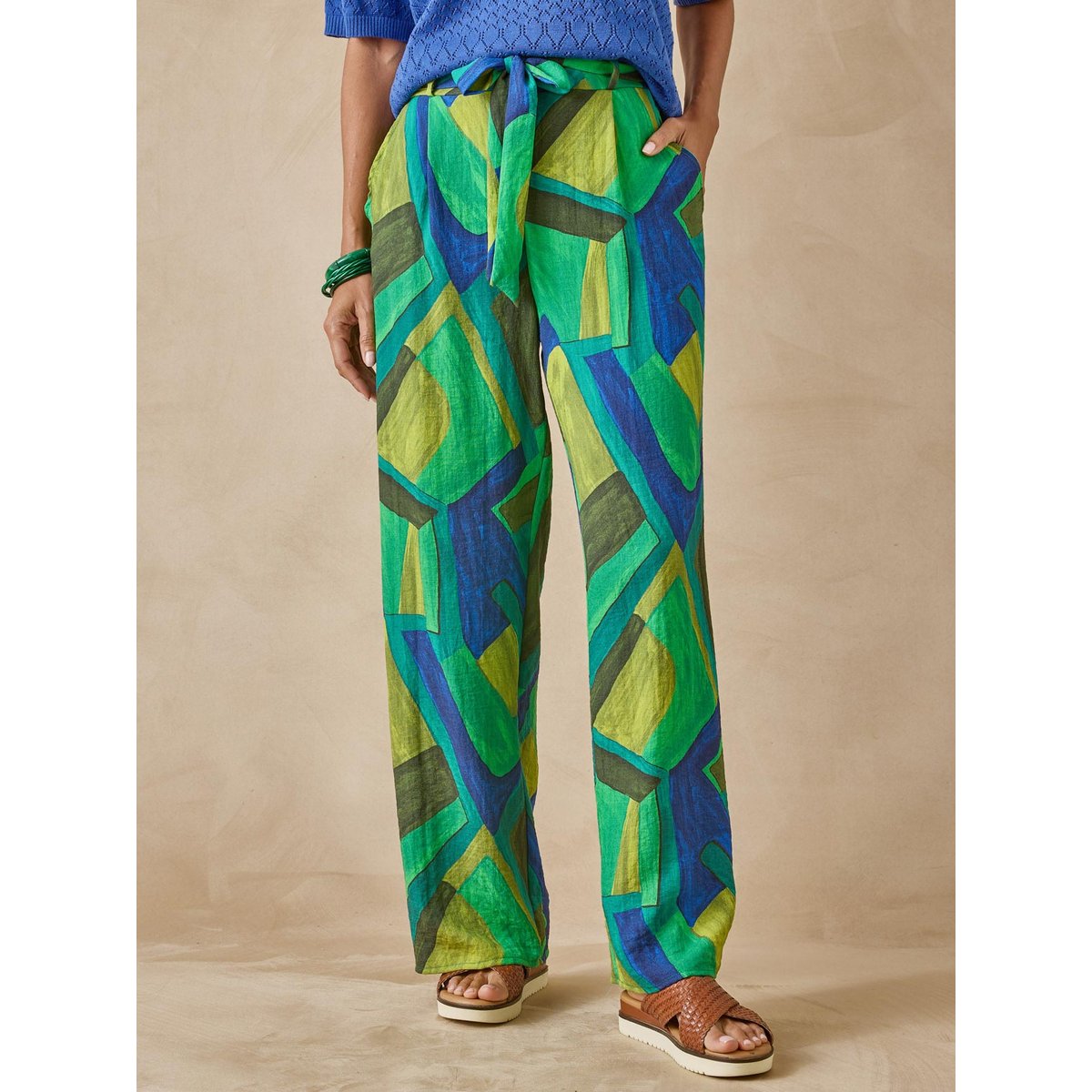 Pantalon large et fluide imprimé vert, DAXON