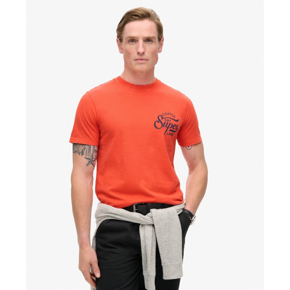 T-shirt à motif Copper Label sur la poitrine rouille orange denim co, SUPERDRY