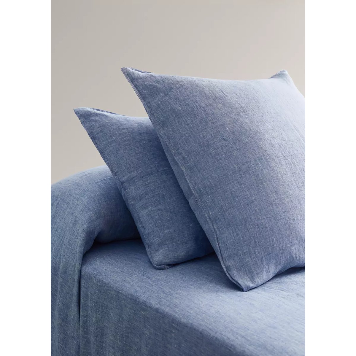 Taie d’oreiller lin fil teint 50x75 cm bleu, MANGO HOME