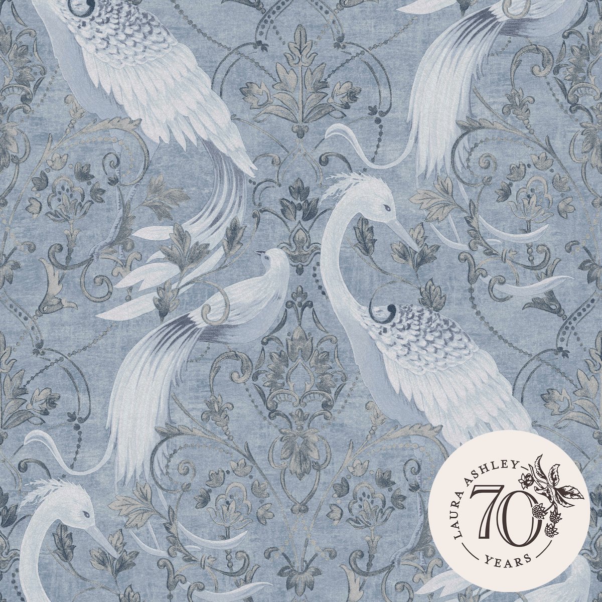 Papier peint Médaillons Tregaron bleu, LAURA ASHLEY