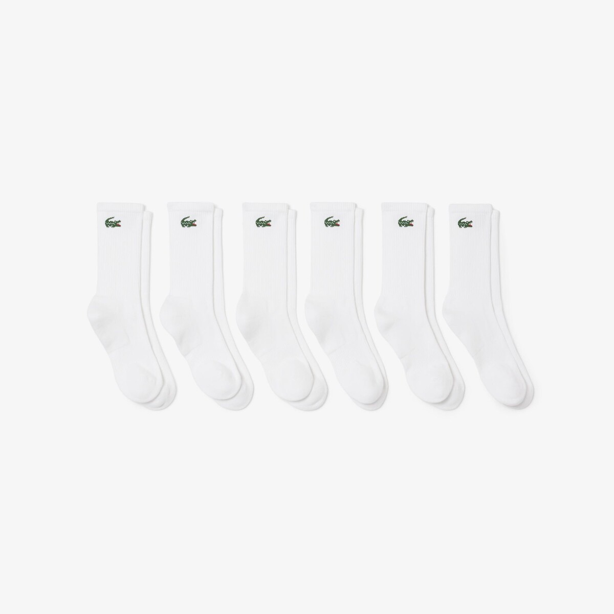 Lot de 6 paires de chaussettes de sport hautes blanc, LACOSTE