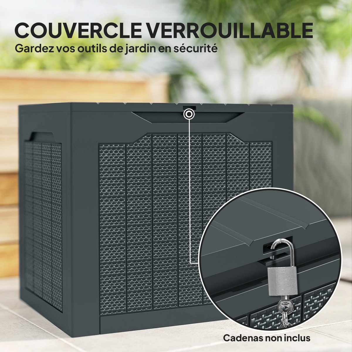 Coffre de rangement d'extérieur PP Gris foncé gris, OUTSUNNY