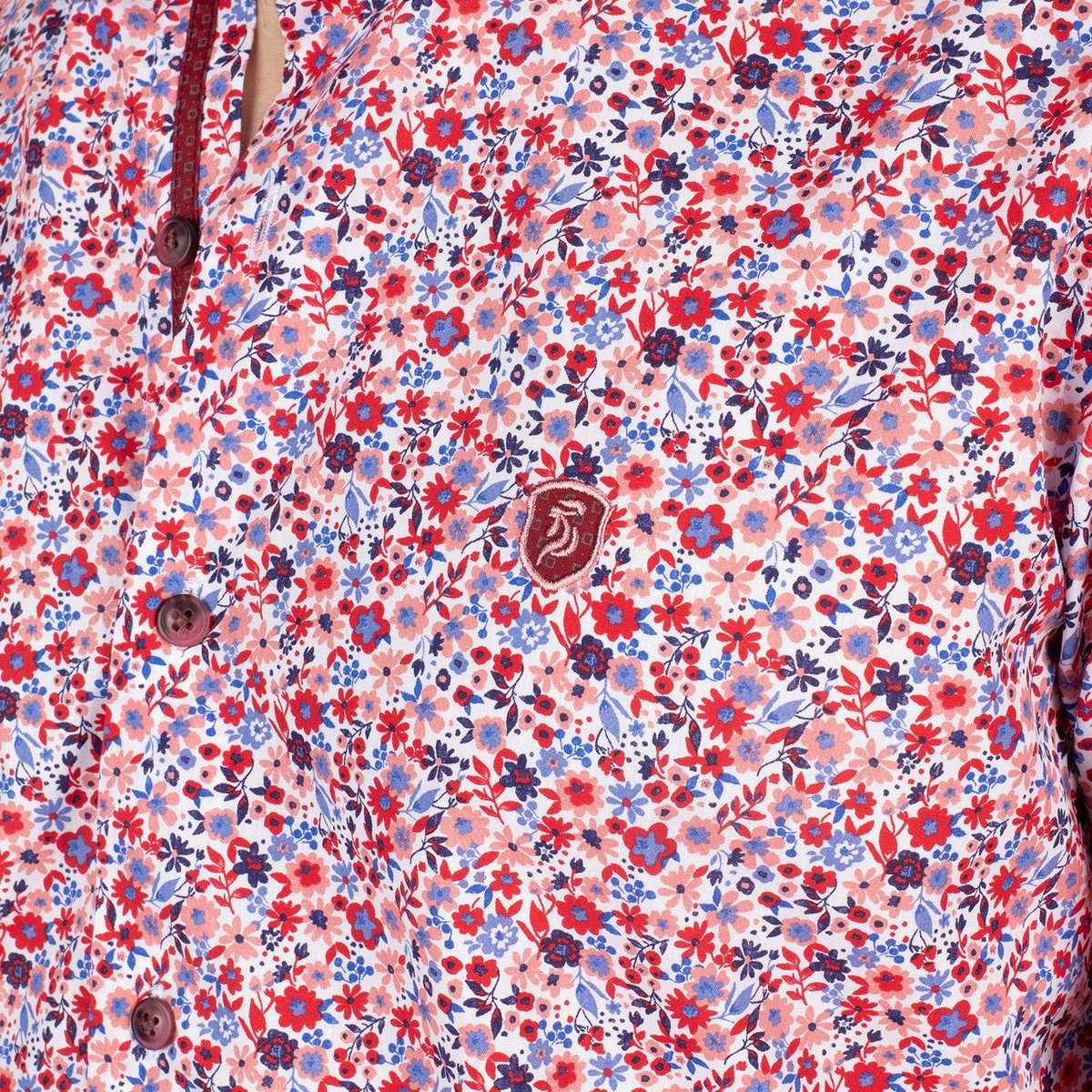 Chemise liberty flower wave blanc x rouge, SHILTON