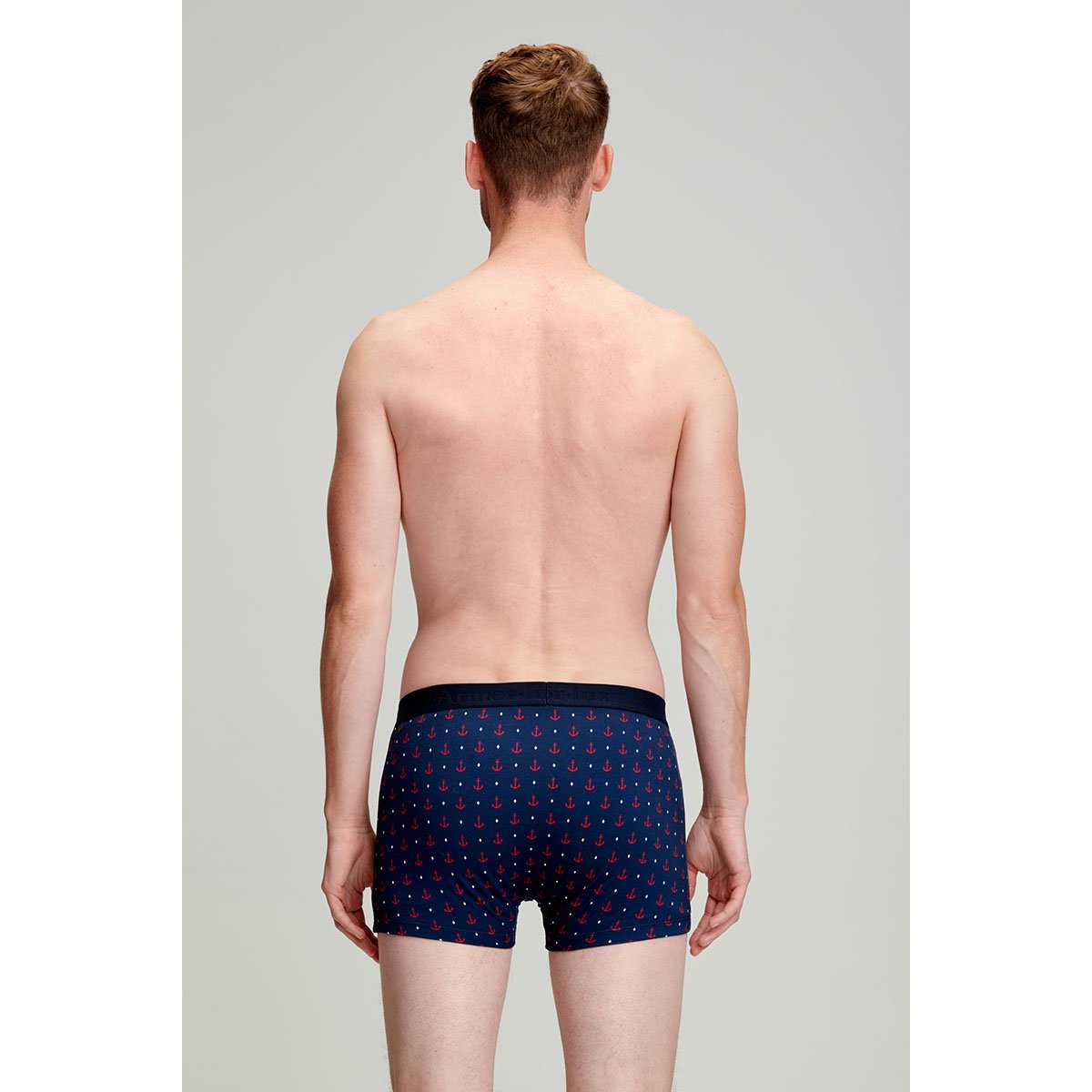 Boxer micro-motifs en coton Bio imprimé marine deep ancre, ARMOR-LUX