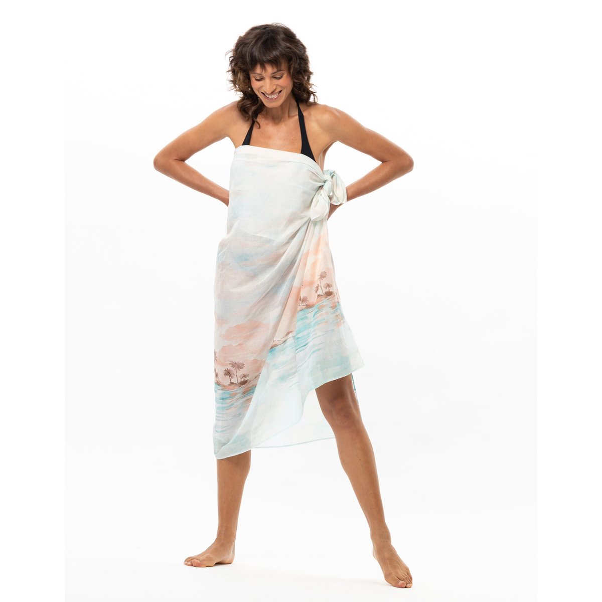 Paréo en voile de coton SUNSET 281 multicolore, LE CHAT