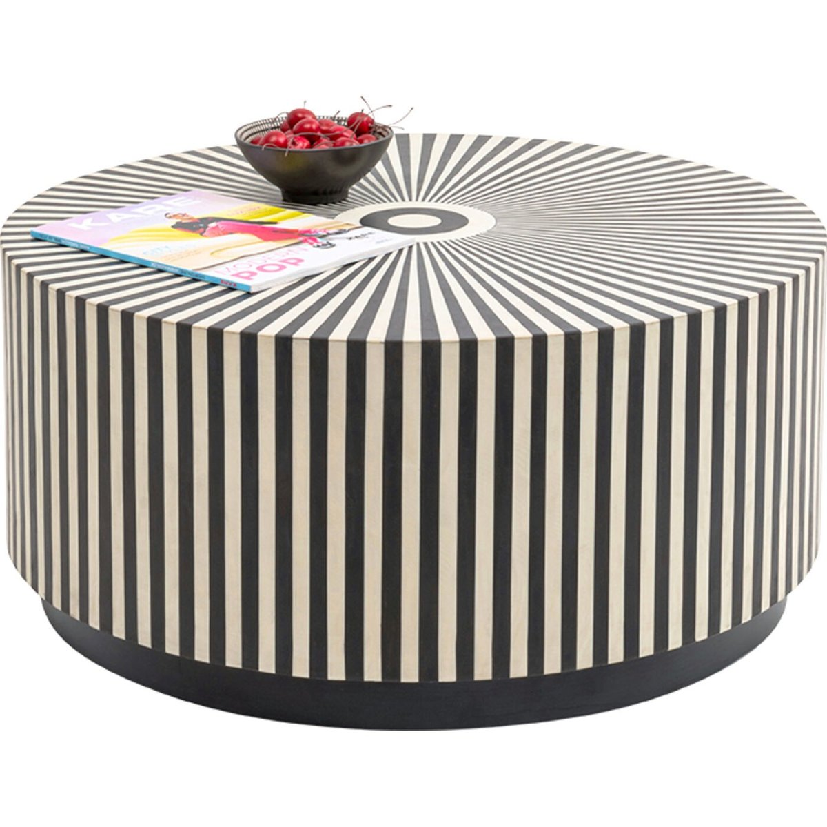 Table basse ronde en manguier, ELECTRA noir et blanc, KARE DESIGN