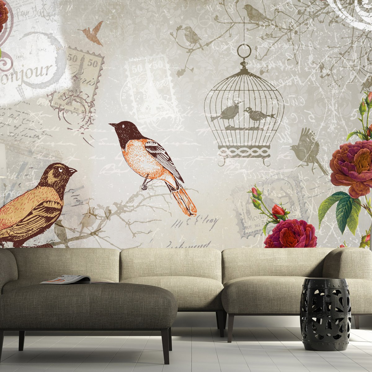 Papier peint intissé panoramique Vintage et Retro Good morning multicouleur, EDEN