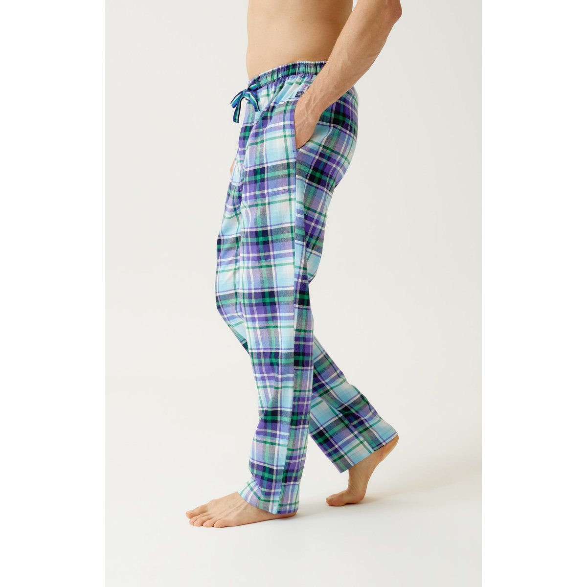 Pantalon en flanelle de coton à carreaux Adam vert, ARTHUR