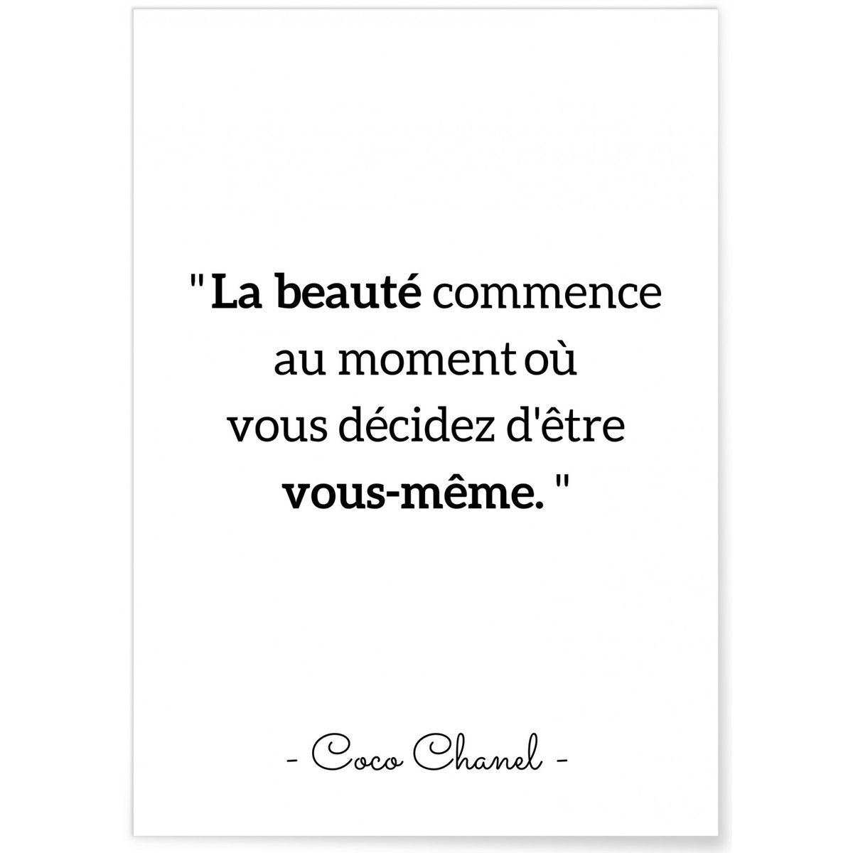 Affiche Citation Coco Chanel : 'La beauté commence…' blanc, L'AFFICHERIE