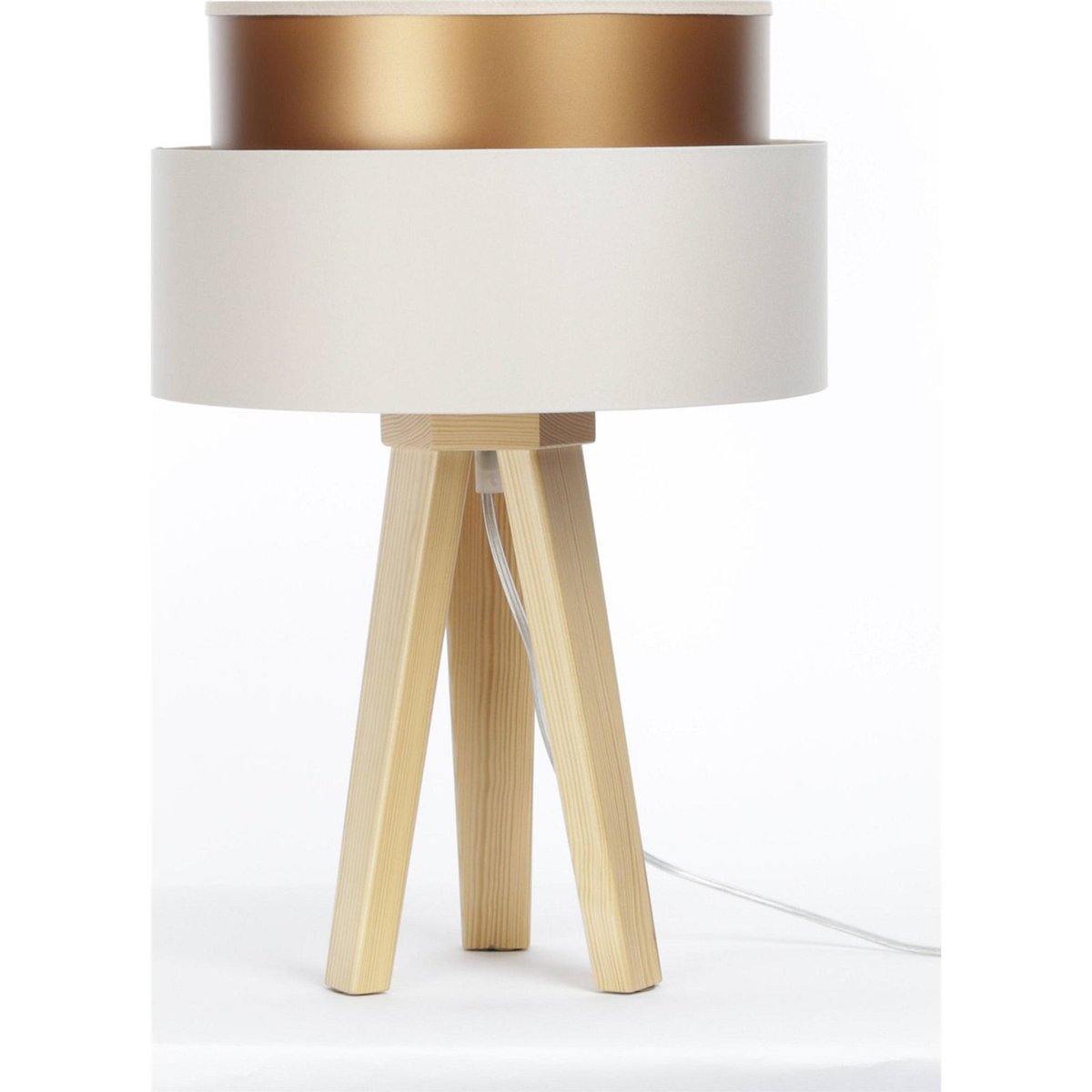 Lampe à poser en satin, DUO ELLEGANT crème satin et cuivre mat, BPS KONCEPT