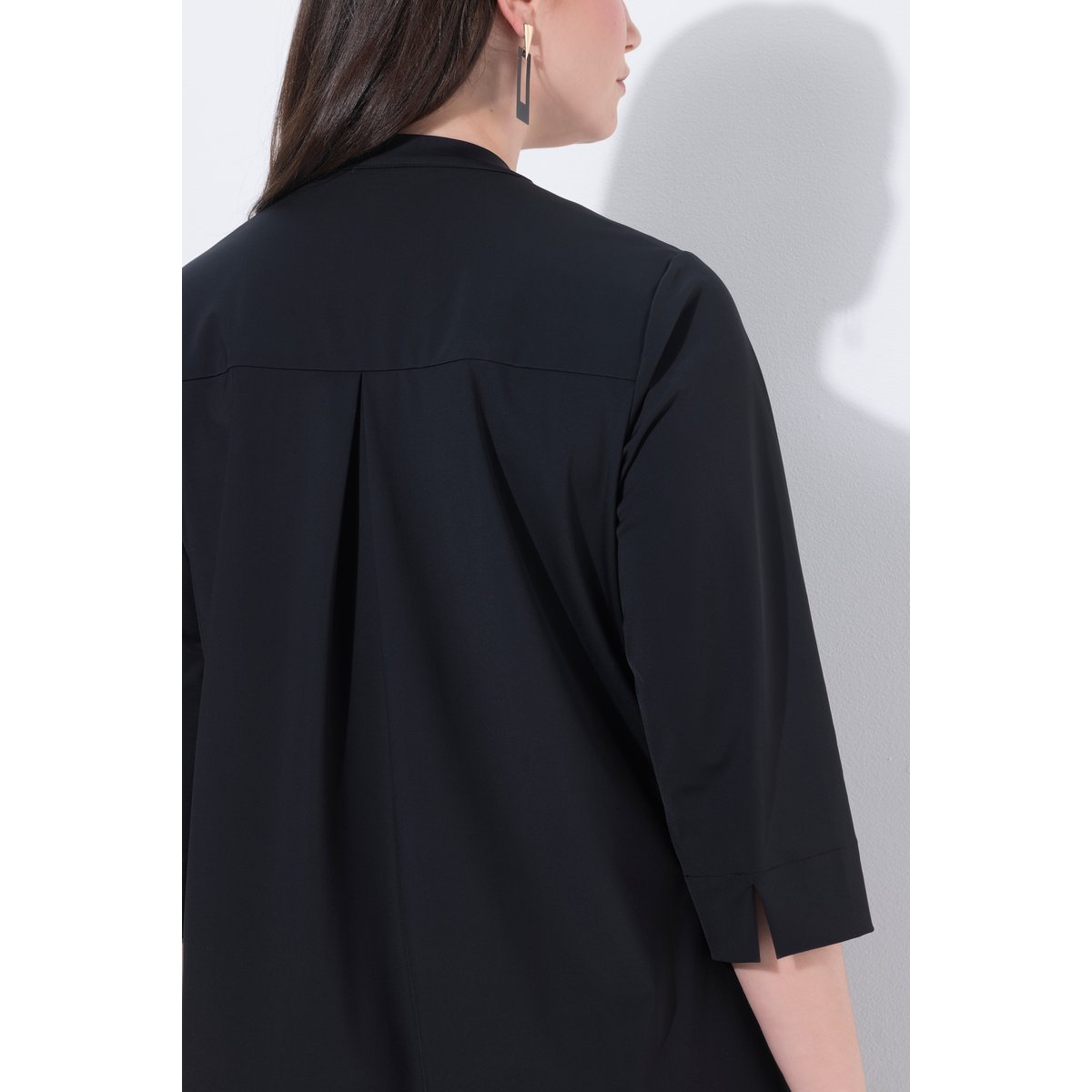 Robe coupe évasée, manches 3/4 noir, ULLA POPKEN