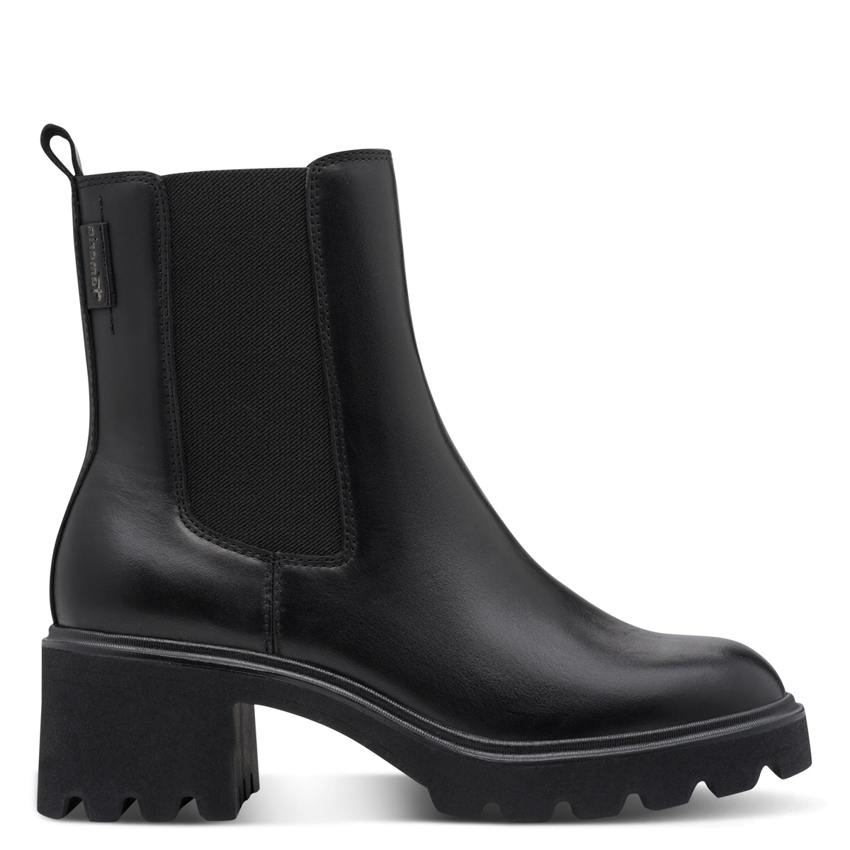 Bottines chelsea en cuir noir, TAMARIS