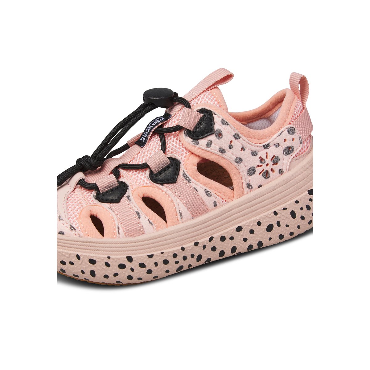 Sandales semi-ouvertes en simili cuir et tissu CHOMEI JUNIOR. rose poudré-noir, NATURINO