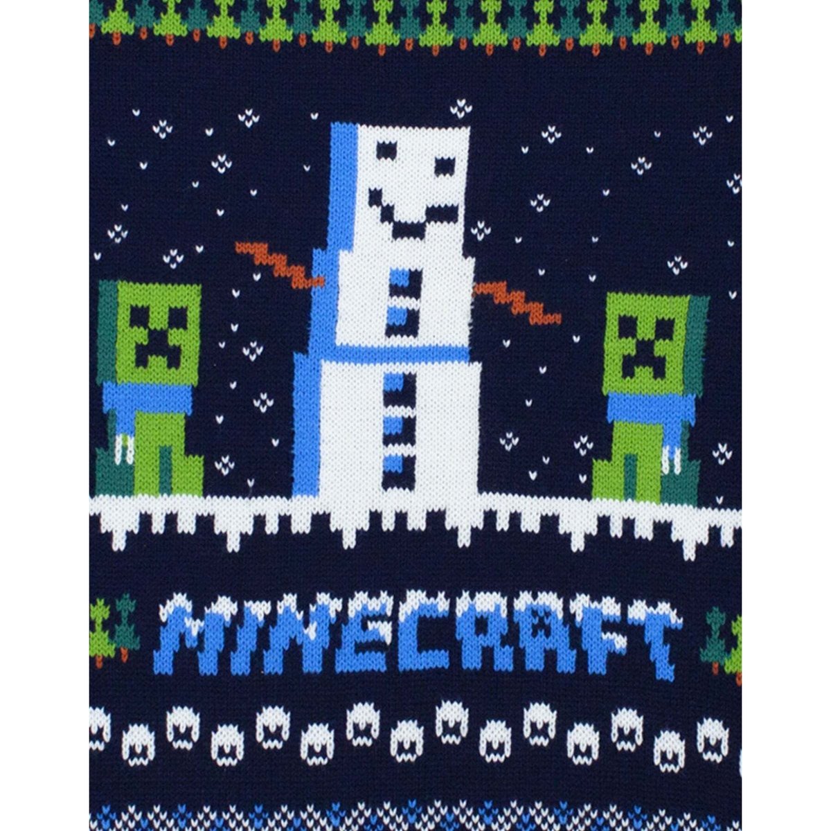 Pull bleu marine / vert / blanc, MINECRAFT