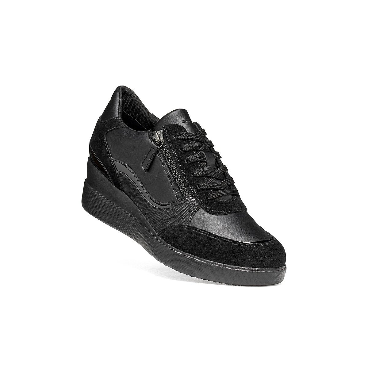 Atmungsaktive Sneaker mit Keilabsatz, STARDUST schwarz, GEOX