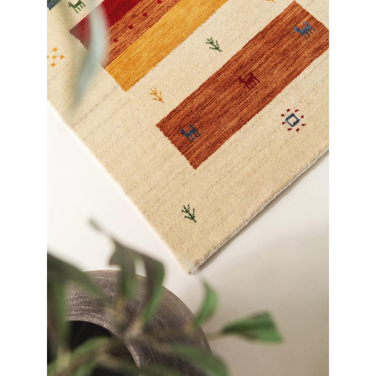 Tapis de couloir en laine tissé main JAMAL multicouleur/beige, BENUTA 