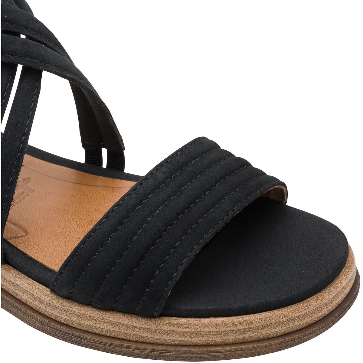 Leren sandalen met sleehak, gesloten hiel marineblauw, TAMARIS
