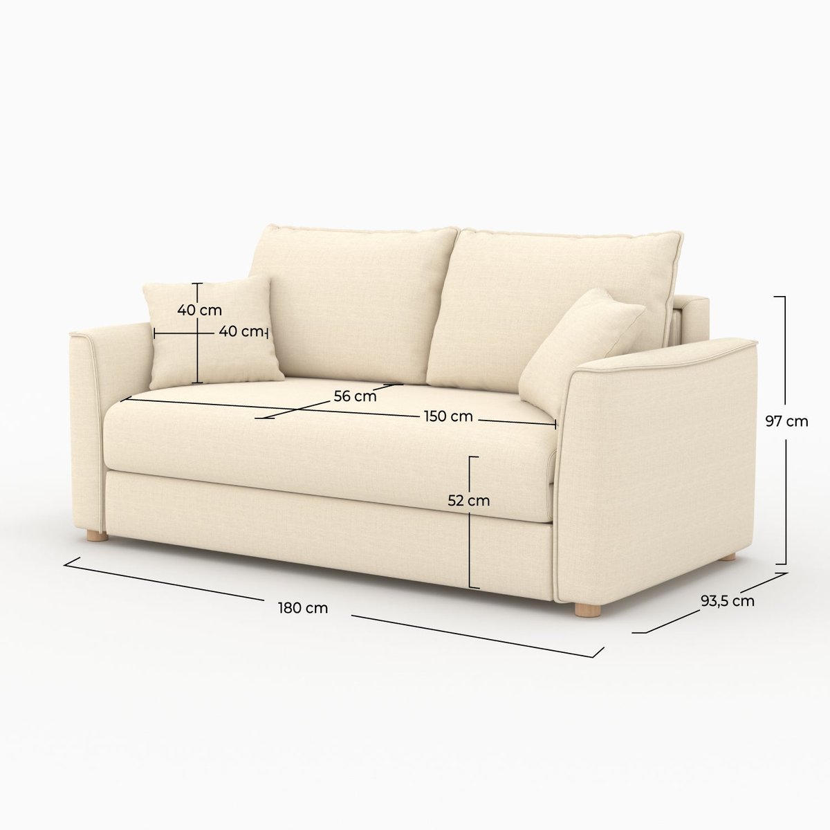 Canapé convertible en tissu texturé - OLYMPE beige, MAISON PAVANE