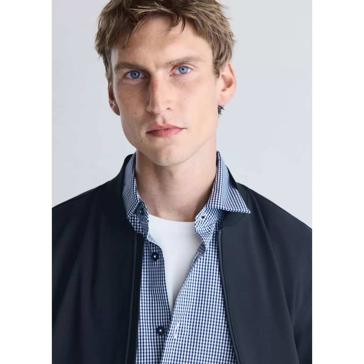 Veste bomber déperlante thermorégulatrice bleu nuit, MANGO MAN