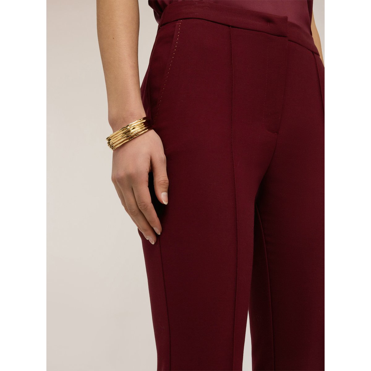 Pantalon bootleg en polyviscose burgundy, MOTIVI