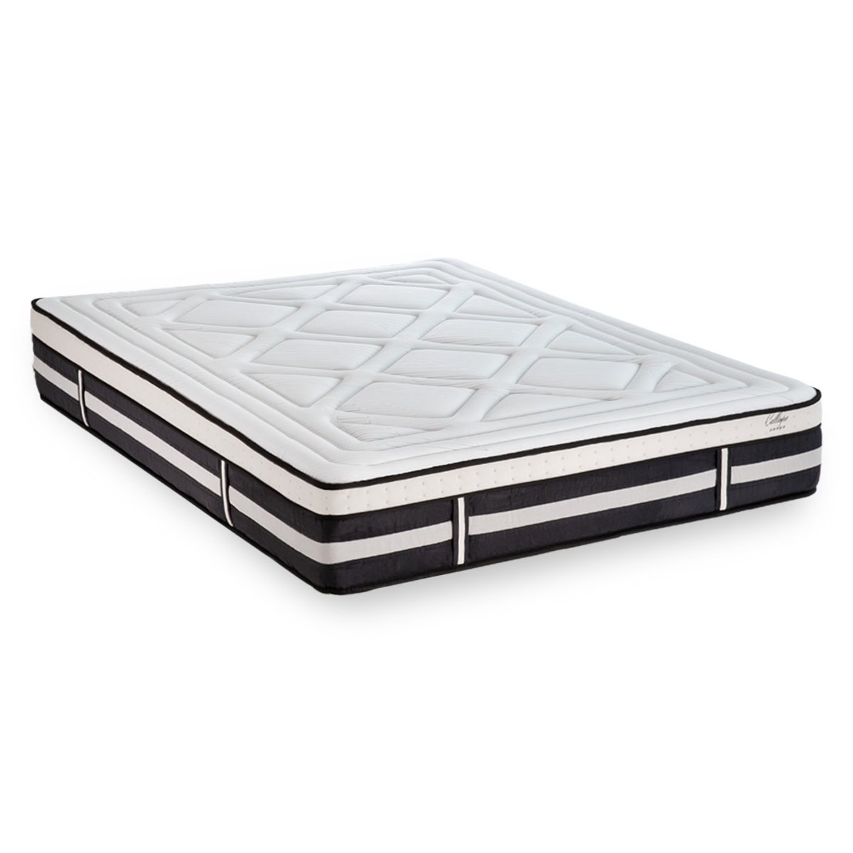 Ensemble Matelas CALLIOPE Mémoire et sommier bois marron, MAISON AUBERTIN