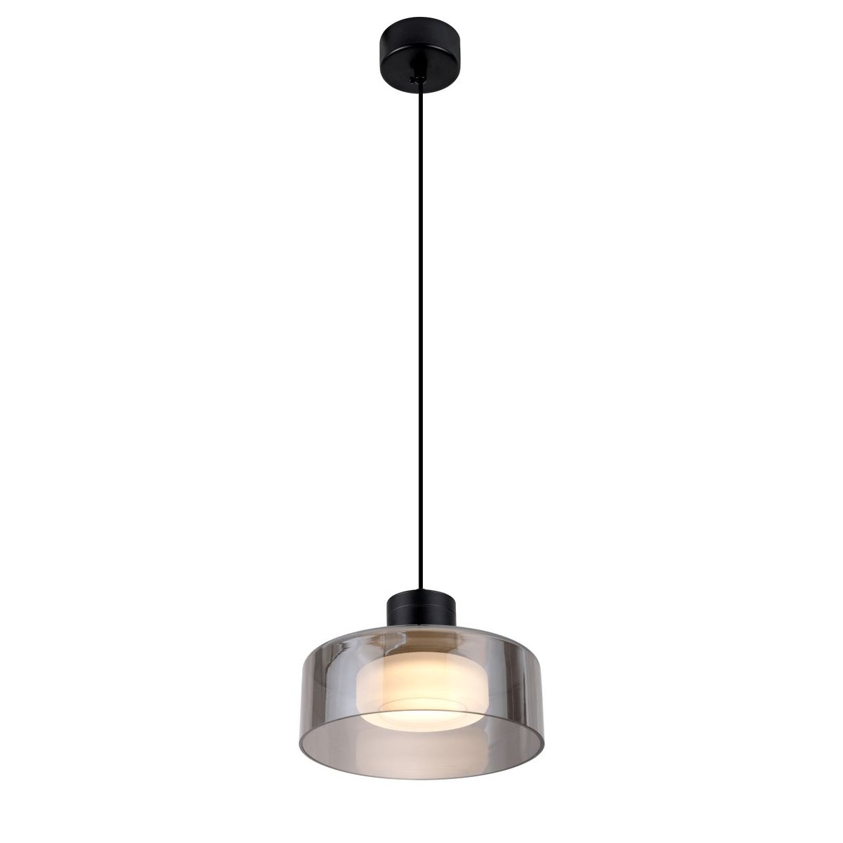 Suspension LED avec verre fumé - VALDO noir et gris fumé, KOSILUM