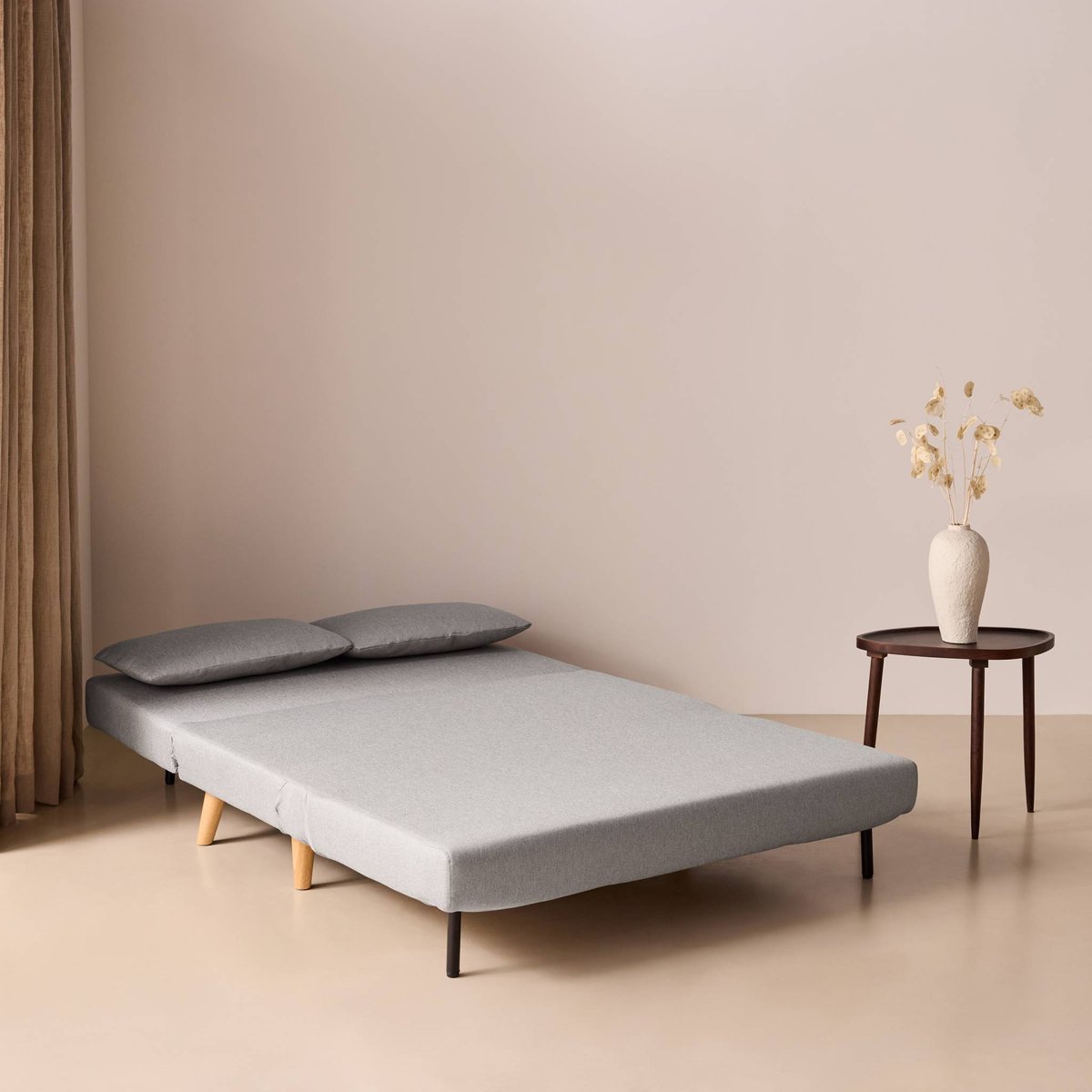Canapé convertible 2 places tissu GUESTA gris clair, SWEEEK