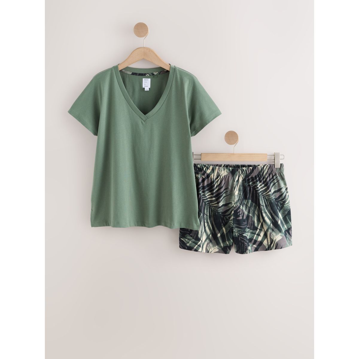 Ensemble pyjama short palmier vert kaki, NEXT