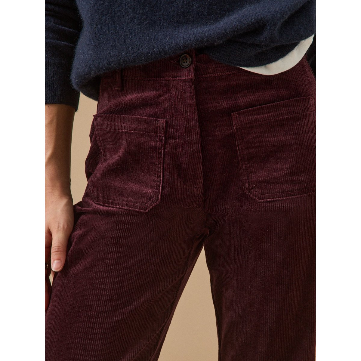 Pantalon flare Suzanne velours bordeaux fonce, CYRILLUS